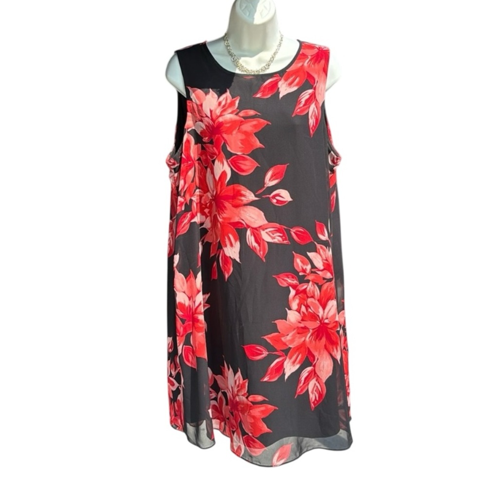 JHaus sheath Dress Formal Pretty Floral Pattern Size 16 midi length EUC washable